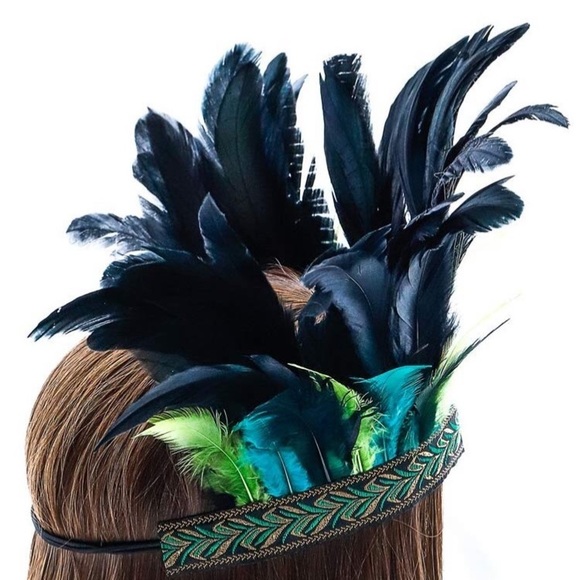 100% Handmade Indian Feather Carnival Headband.NWT main image 7